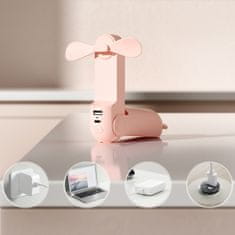 JISULIFE Life8 USB-C ventilator / Power Bank 2000mAh, ružičasta