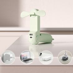 JISULIFE Life8 USB-C ventilator / Power Bank 2000mAh, zeleno