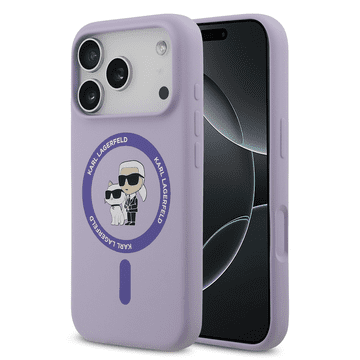 Karl Lagerfeld KLHMP17LSCMKCRHU tvrda maskica s MagSafe za iPhone 17 Pro - Karl i Choupette - ljubičasta