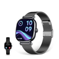 Ksix smartwatch Iria, 1,7" AMOLED, 4 dana aut., metal i silikon. narukvica, crna