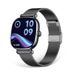 Ksix smartwatch Iria, 1,7" AMOLED, 4 dana aut., metal i silikon. narukvica, crna