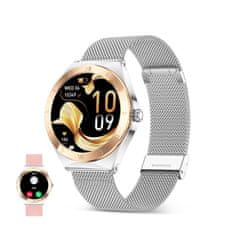 Ksix Smartwatch Lya, 1,19” AMOLED, 5 dana aut., met. i sili. narukvica, srebrni