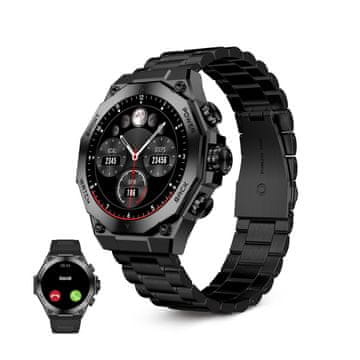Ksix Smartwatch Titanium, AMOLED 1,43” zaslon, 2 remena, 5 dana aut., crni