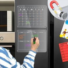 HOME & MARKER® Akrilni magnetni koledar za hladnjak, tjedni i mjesečni planer za organizaciju | REUSABLEPLAN