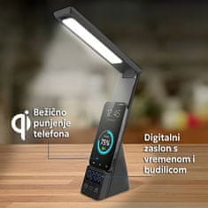 VYZIO® Bežični punjač postaja s LED svjetlom i prikazom vremena, brzo punjenje za mobitele | TABLECHARGE