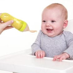Netscroll Silikonska bočica sa žličicom za bebe, jednostavno hranjenje bez nereda, mekana i sigurna za desni, 120 ml, SoftSpoon
