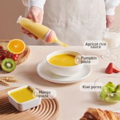 Netscroll Silikonska bočica sa žličicom za bebe, jednostavno hranjenje bez nereda, mekana i sigurna za desni, 120 ml, SoftSpoon