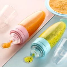 Netscroll Silikonska bočica sa žličicom za bebe, jednostavno hranjenje bez nereda, mekana i sigurna za desni, 120 ml, SoftSpoon