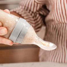 Netscroll Silikonska bočica sa žličicom za bebe, jednostavno hranjenje bez nereda, mekana i sigurna za desni, 120 ml, SoftSpoon