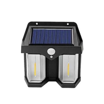 Netscroll Solarna LED lampa sa senzorom pokreta, vanjska zidna rasvjeta, vodootporna, automatsko paljenje, topla bijela svjetlost, 180° kut osvjetljenja, VillaLamp