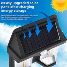Netscroll Solarna LED lampa sa senzorom pokreta, vanjska zidna rasvjeta, vodootporna, automatsko paljenje, topla bijela svjetlost, 180° kut osvjetljenja, VillaLamp