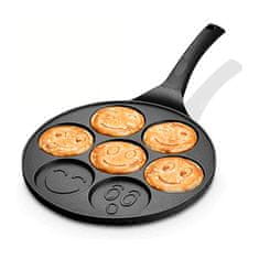 Netscroll Tava za palačinke sa smješki, za 7 palačinki odjednom, neprianjajuća površina, aluminij bez PFOA, vesela jutra uz zabavne emoji oblike, PancakePan