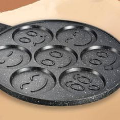 Netscroll Tava za palačinke sa smješki, za 7 palačinki odjednom, neprianjajuća površina, aluminij bez PFOA, vesela jutra uz zabavne emoji oblike, PancakePan