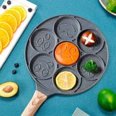 Netscroll Tava za palačinke sa smješki, za 7 palačinki odjednom, neprianjajuća površina, aluminij bez PFOA, vesela jutra uz zabavne emoji oblike, PancakePan