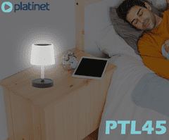 Platinet PTL45 Valovita bežična LED stolna lampa, USB-C, 28,5 x 10 cm, crno-bijela