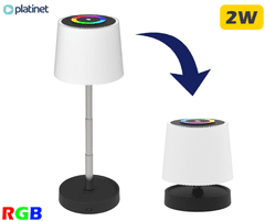 Platinet PTL45RGB VALOVITA bežična LED stolna lampa, USB-C, 28,5 x 10 cm, crno-bijela
