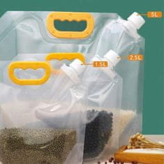 Netscroll Set 3x vrećica za pohranu hrane i tekućina, višekratne, BPA free, s poklopcem i ručkom za nošenje, vrećice za dugotrajno čuvanje hrane, 1,5L + 2,5L + 5L, StorageBags