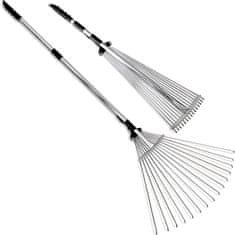 Netscroll Vrtne grablje s podesivom glavom 20–56 cm, teleskopska drška 81–160 cm, teleskopske grablje, čelične, izdržljive, za travu i gredice, Retract