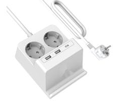 Well EXTS-2S2M-USBC3W električni produžni kabel s prenaponskom zaštitom, bijeli