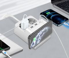 Well EXTS-2S2M-USBC3W električni produžni kabel s prenaponskom zaštitom, bijeli