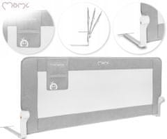 MoMi Lexi Plus XL ograda za dječji krevetić, zaštitna, 180°, tkanina, 151x65x34cm, siva