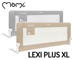 MoMi Lexi Plus XL ograda za dječji krevetić, zaštitna, 180°, tkanina, 151x65x34cm, bež