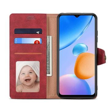 LENUO Usnjen klapovni ovitek za Redmi 10 5G, red