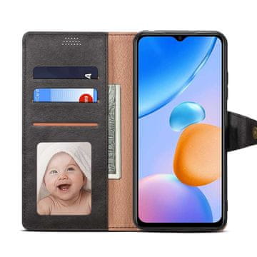 LENUO Usnjen klapovni ovitek za Redmi 10 5G, crna