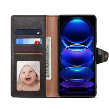 LENUO Usnjen ovitek za Redmi Note 12 Pro 5G crni