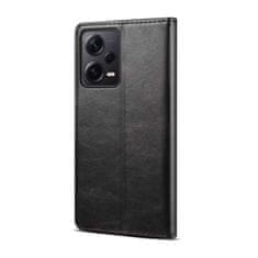 LENUO Usnjeni klapovni ovitek za Redmi Note 12 Pro+ 5G crni