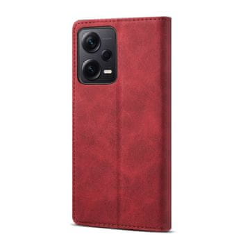 LENUO Usnjen klapovni ovitek za Redmi Note 12 5G, red