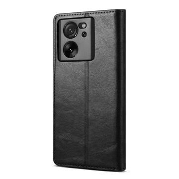 LENUO Usnjen klapovni ovitek za Xiaomi 13T/ 13T Pro crna