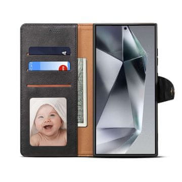 LENUO Usnjen ovitek za Samsung Galaxy S24 Ultra, crni