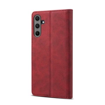 LENUO Usnjen ovitek za Samsung Galaxy A15, klapovni, rudja