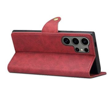 LENUO Usnjen ovitek za Samsung Galaxy S24 Ultra, klapovni, crveni