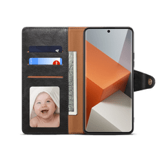 LENUO Usnjen ovitek za Redmi Note 13 Pro+ 5G crni