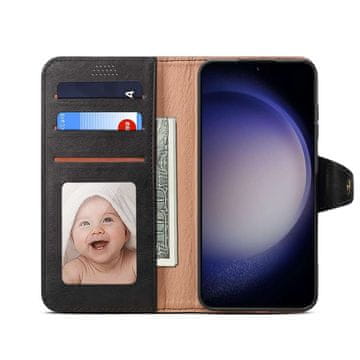 LENUO Usnjen ovitek za Samsung Galaxy S24, crni