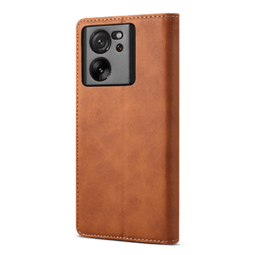 LENUO Usnjen klapovni ovitek za Xiaomi 13T/ 13T Pro rjava