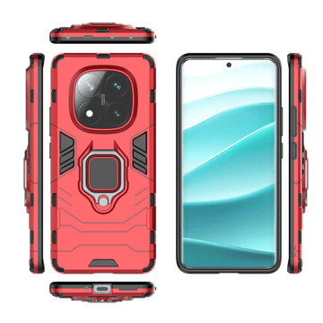 LENUO Ovitek Armor za Redmi Note 14 Pro 5G crveni