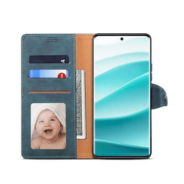 LENUO Usnjen klapovni ovitek za Redmi Note 14 Pro 5G modra