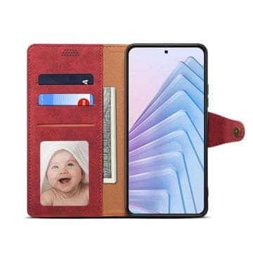 LENUO Usnjen ovitek za Redmi Note 14 4G red