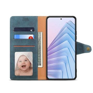 LENUO Usnjen klapovni ovitek za Redmi Note 14 4G modra
