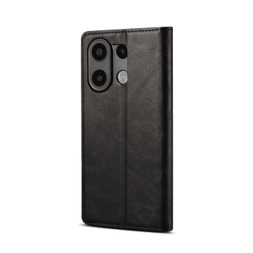 LENUO Usnjen klapovni ovitek za Redmi Note 13 crna