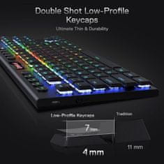 Redragon Horus TKL Pro K621 bežična tipkovnica, RGB, USB-C, BT, crna