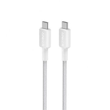 Anker kabel, USB-C na USB-C, pleteni, 0,9 m, bijeli (A81F5G21)