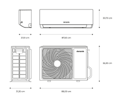 AIWA zidni klima uređaj HARUAIR 18, hlađenje, grijanje, odvlaživanje, WiFi, 18000BTU