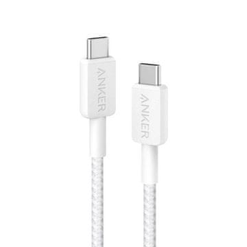 Anker kabel, USB-C na USB-C, pleteni, 0,9 m, bijeli (A81D5H21)