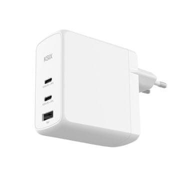 Ksix Gan ultrabrzi zidni punjač 100W PD & PPS, 2 x USB-C + 1 x USB-A, bijeli