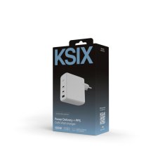 Ksix Gan ultrabrzi zidni punjač 100W PD & PPS, 2 x USB-C + 1 x USB-A, bijeli