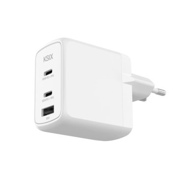 Ksix Gan ultrabrzi zidni punjač 65W PD & PPS, 2 x USB-C + 1 x USB-A, bijeli